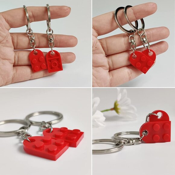 🆕 Men Red Brick Heart Keychain Couples Girlfriend Matching Exquisite Ornaments - Picture 3 of 9
